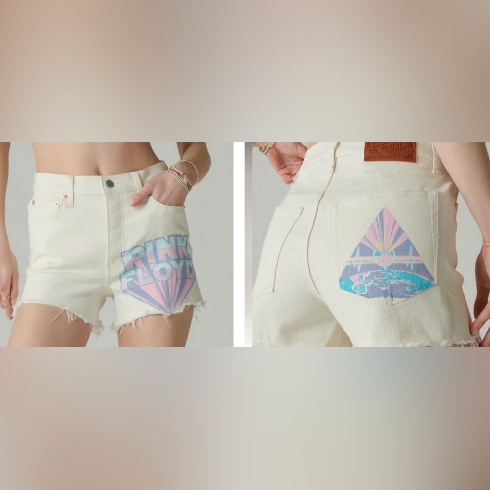 NWT Lucky Brand Pink Floyd High Rise Mom Short